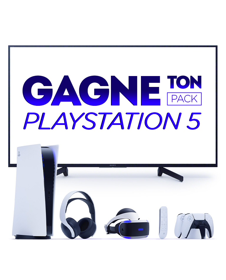 1 Console de jeu Sony PS5<br/>
1 TV 165cm Sony Ultra HD 4K<br/>
2 manettes DualSense pour PS5<br/>
1 casque Pulse 3D PS5<br/>
1 casque Virtual Reality PS5<br/>
1 station de recharge PS5<br/>
1 télécommande PS5